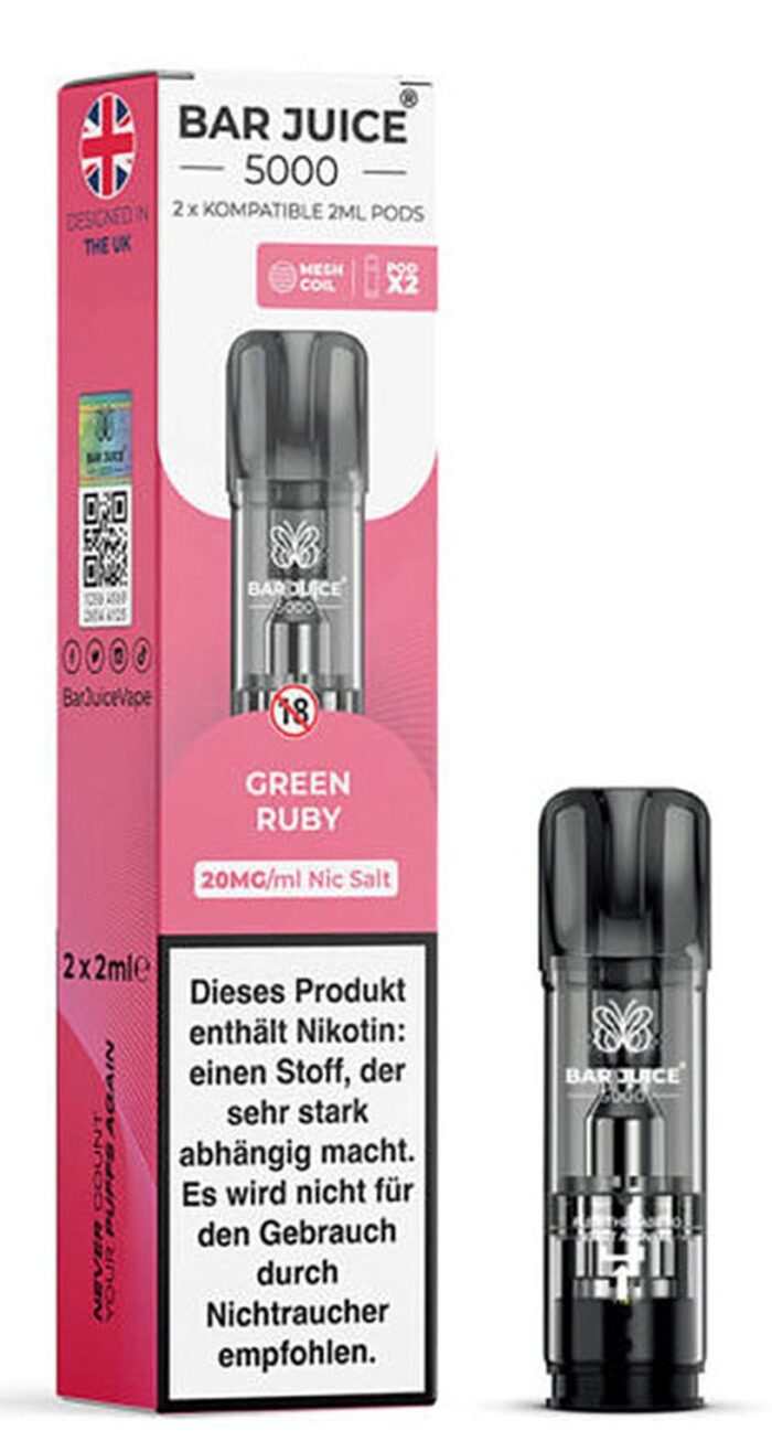 Bar Juice 5000 Green Ruby/Watermelon Strawberry Kiwi 2ml/20mg/2er Paket – Bild 2