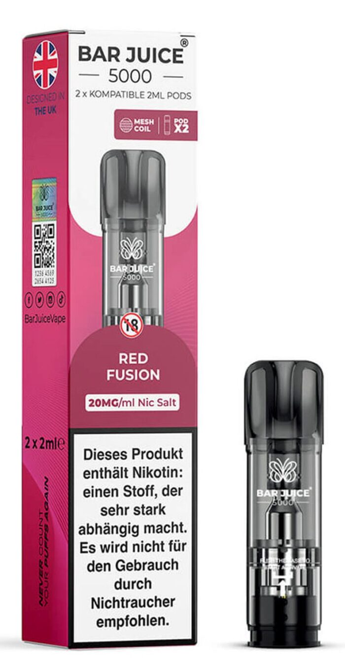 Bar Juice 5000 Pods Red Fusion/Strawberry Cherry Raspberry 2ml/20mg/2er Paket – Bild 2