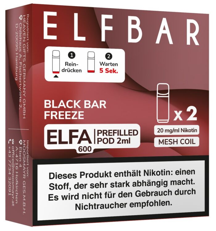 Elfbar ELFA Pods Black Bar Freeze/Blackberry Ice 20mg 2 Stk.