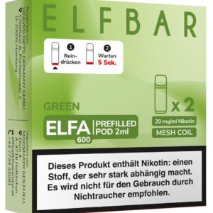 Elfbar ELFA Pods Green/Menthol 20mg 2 Stk. – Der Sportnahrungsdiscounter