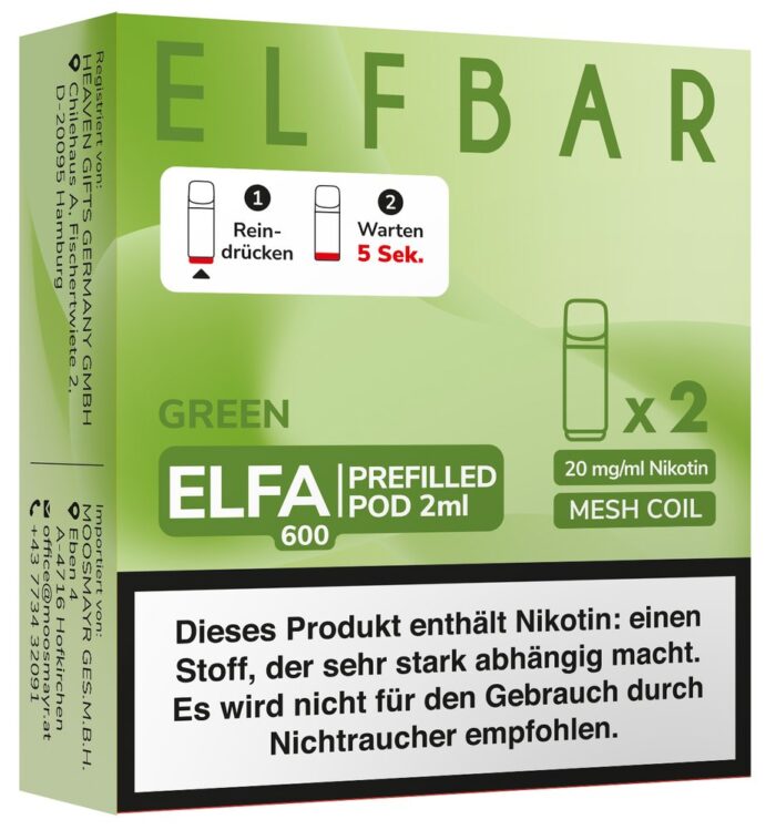 Elfbar ELFA Pods Green/Menthol 20mg 2 Stk.